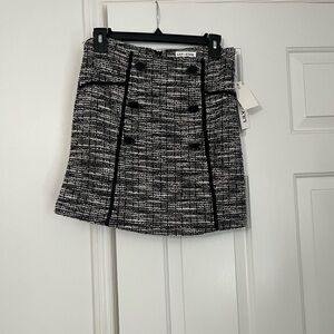 Tweed mini skirt black white burgundy